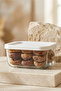 Cube Glass Storage Container Single Small Size 405 ml Rectangular White Plastic Lid (for Breakfast)