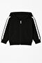 Baby Kids 2-Piece Tracksuit Set 100% Cotton Hooded Zipper with Stripe Detail - Black - 3