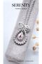 Drop Bow Figure Pink Zircon Stone Steel Necklace - 3