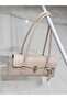 Women's Long Handle Rectangular Model Handbag and Shoulder Bag Mink