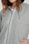 Women's Gray Melange Zippered Hooded Pocket Tracksuit Set - 7408 - 7
