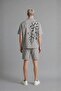 100% Cotton Boxy Fit Printed Muslin Short Sleeve Gray Shirt I3050Ax26Hs - 2