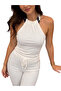 Women's Halter Neck Beaded Detailed Knitted Blouse