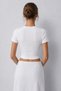 Women's 3-Pack Corded Fabric 100% Cotton Crew Neck Knit Ribbed Knit Cropped T-shirt - 7