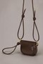 Brown Covered Micro Women's Shoulder and Crossbody Bag – Adjustable Drawstring Strap, Gold Metal Detail - 2