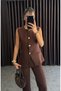 Women's Top and Bottom Set Stylish Vest and Pants Two-Piece Set with Button Detail - 6