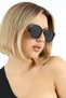 Women's uv400 matte black oval sunglasses gold detail wp25-14 c2 m - 4