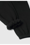 Girl's Black Elastic Waist Drawstring Elastic Cuff Sweatpants Brushed Inside - 2