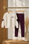 New Season Girl's Love Printed Cotton Fabric Sweatshirt Leggings Bottom Top Set - 3