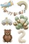 Retro 2Nd Birthday Set; Airplane, Car, Rainbow, Teddy Bear and 20 Latex Balloons Set - 2