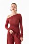 Wrapped Fabric Draped Boat Neck Blouse - 4