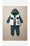 Boy's Green and White Animal Figured 3-Piece Vest Top and Bottom Set - 2