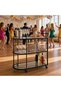 3-Tier Bar Cart with Wheels, Glass Serving Trolley with Clear Glass Shelves & Welded Metal Frame, Rolling Beverage Cart with 2 Locking Casters - 6