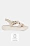 Women's Beige Genuine Leather Strappy Flat Sole Daily Sandals