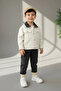 My Little Boy's Contrast Collar Denim Jacket and Jean Pants Set - Cream - 2