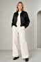 Women's Black Leather Jacket - Belt Detailed Crop Oversize Jacket - - 4