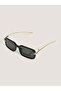 Unisex Rectangular Sunglasses Black Frame Smoked Glass Wolfe C1