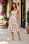 Women's Strappy Floral Patterned Midi Dress
