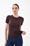 Crew Neck Short Sleeve Bodysuit 100% Viscose Create Your Own Style Brown - 4