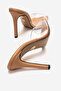 Women's Pointed Toe Thin Heeled Transparent Strap Slippers Sona Nude Skin - 5