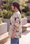 Hakim Collar Patterned Plus Size Shirt Beige - 2