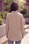 Women's Plus Size Shirt with Pocket Embroidery Detail Mink - 4