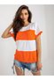 Tricou basic portocaliu si alb