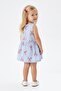Girl's Ribbon Patterned Blue Color 100% Cotton Summer Dress - 3