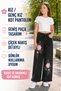 26904-26 Girls' Denim Trousers Wide Leg Floral Embroidery Detailed Tassel Leg Casual Comfortable Jean Pants - 2
