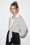 Women's White Black Striped Oversize Shirt with Tie Detail 2219 60286205 - 5