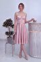 Women's Satin Dress Midi Length with Buttons on the Back, Open Back, Graduation, Navy Blue, Red, Pink, Emerald Green - 4