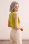 Women's Oil Green One-Shoulder Blouse with Fluorescent Detail and Gathered Sandy Fabric - 3