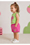Girl's Top and Bottom Set Printed Tank Top Shorts Green - Pink - 3