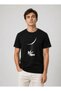 Men's Astronaut Moon Themed T-Shirt Short Sleeve Summer Crew Neck T-Shirt - Black