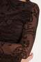 Women's Slim Fit Narrow Cut Crew Neck Long Sleeve Brown Blouse - 5