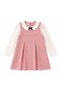 Pink Girls' Cotton Dress with Baby Collar, Seersucker Texture, Casual & Stylish - 2