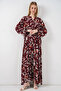 Women's Patterned Long Hijab Dress 2585 - Z.Burgundy - 4