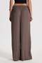 Women's relaxed fit wide leg trousers in light brown with drawstring waist and elasticated hems. - 6