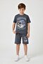 Smoked Airplane Printed Text T-Shirt and Shorts Set for Boys, 2-Piece Set 23923 - 3