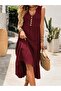 Women's V-Neck Button Detailed Strappy Midi Wrap Dress - 2