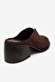 Ardent Brown Suede Genuine Leather Closed-Front Women's Thick Heeled Slippers - 5