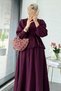 Ruffle Detailed Shirt and Gofre Skirt Two-Piece Set - Plum - 4