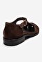 Dexara Brown Suede Genuine Leather Women's Sandals - 5