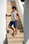 Quick-Drying Patterned Bermuda Swim Shorts with Pockets-26503