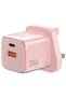 Reva Dual Port Wall Charger 20 W PD Fast Charge, QC 3.0 18 W, Pink