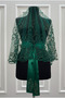 Emerald Green Bridal Veil Set, Glass Beads and Sequin Printed Henna Night Veil Set 6 Pieces - 7