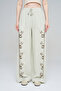 Women's Pastel Color Embroidered Draped Trousers