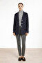 Navy Blue Knitwear Women's Blazer Jacket