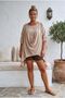 Beige Round Neck 3/4 Sleeve Double Set Casual Cotton Loose Woven Blouse 80 63 - 5