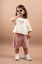 Summer Girls' Embroidered Oversize Set with Shorts, 100% Cotton, Ages 1-6 - 2